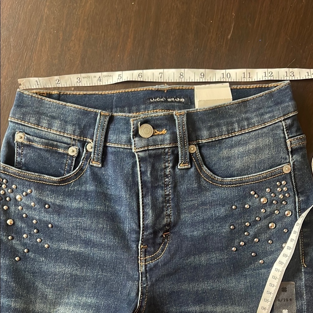 NWT Lucky Brand Bridgette High Rise Skinny Jeans 6/28 R with Studded Details - Picture 10 of 13